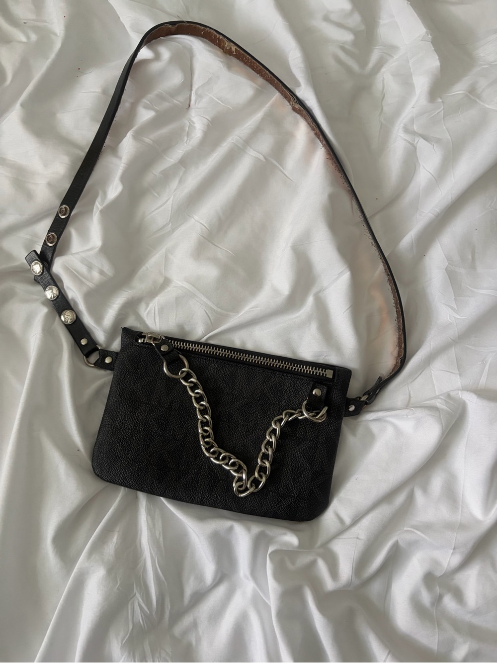 Michael Kors Black Crossbody Bag with Silver Chain